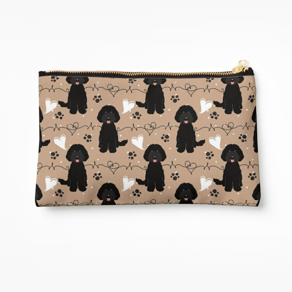 Whibos Black Makeup Bag Love Labradoodle Cosmetic Organizer Tyvek Paper Bags Zipper Pouch