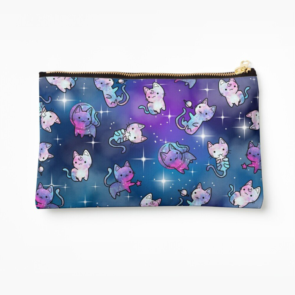Whibos Makeup Bag Space Kitties Cosmetic Organizer Tyvek Paper Bags Zipper Pouch