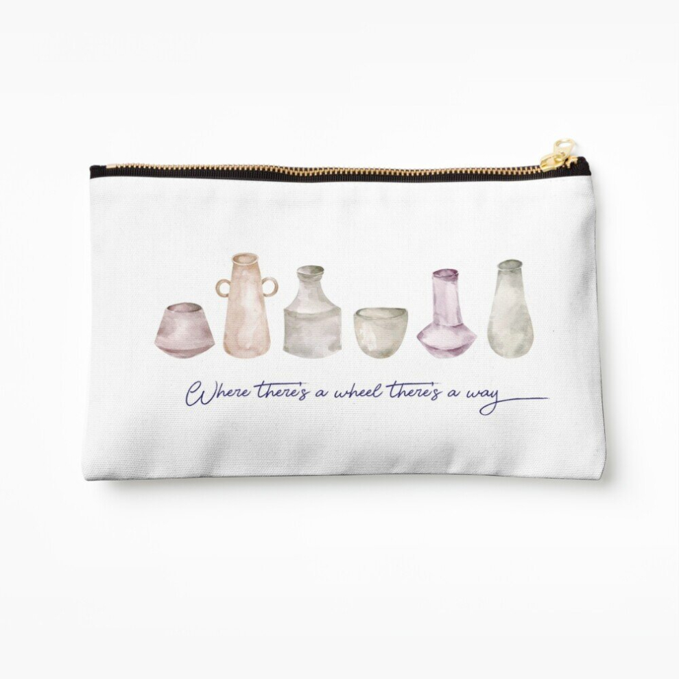 Whibos Makeup Bag "Where There's A Wheel There's A Way" Watercolour Pottery, Ceramics Motto Clay Art Cosmetic Organizer Tyvek Paper Bags Zipper Pouch