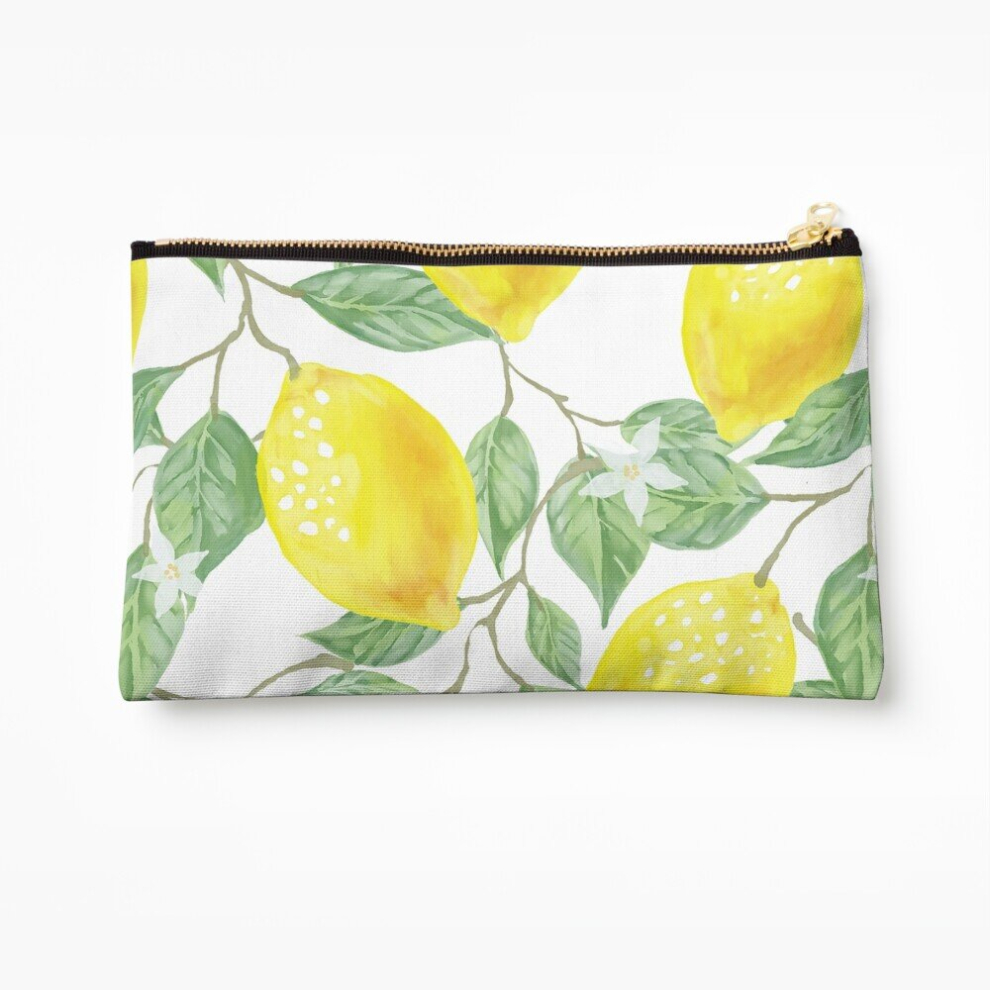 Whibos Makeup Bag Lemon Print Cosmetic Organizer Tyvek Paper Bags Zipper Pouch
