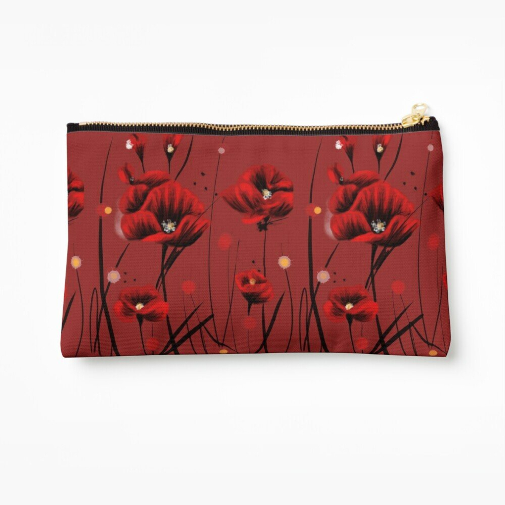 Whibos Makeup Bag Fiery Poppies Cosmetic Organizer Tyvek Paper Bags Zipper Pouch