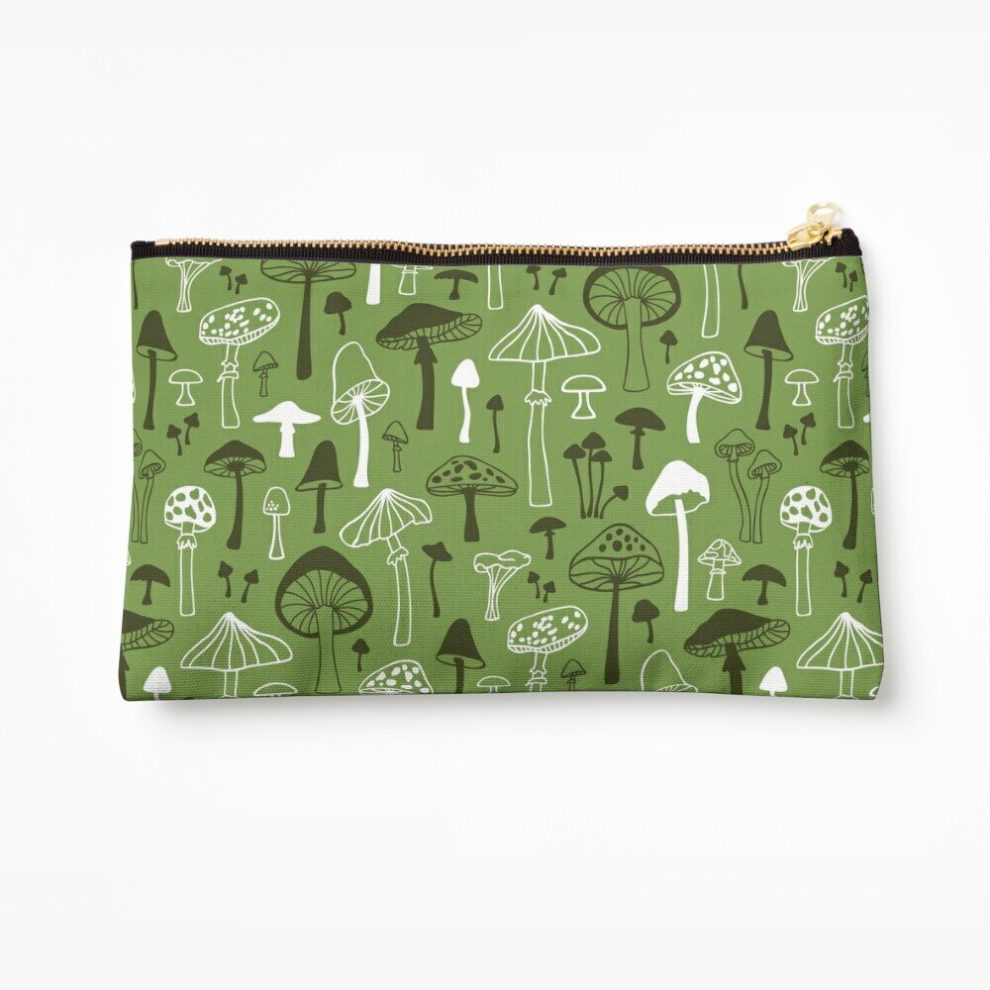 Whibos Green Makeup Bag Mushrooms In Cosmetic Organizer Tyvek Paper Bags Zipper Pouch