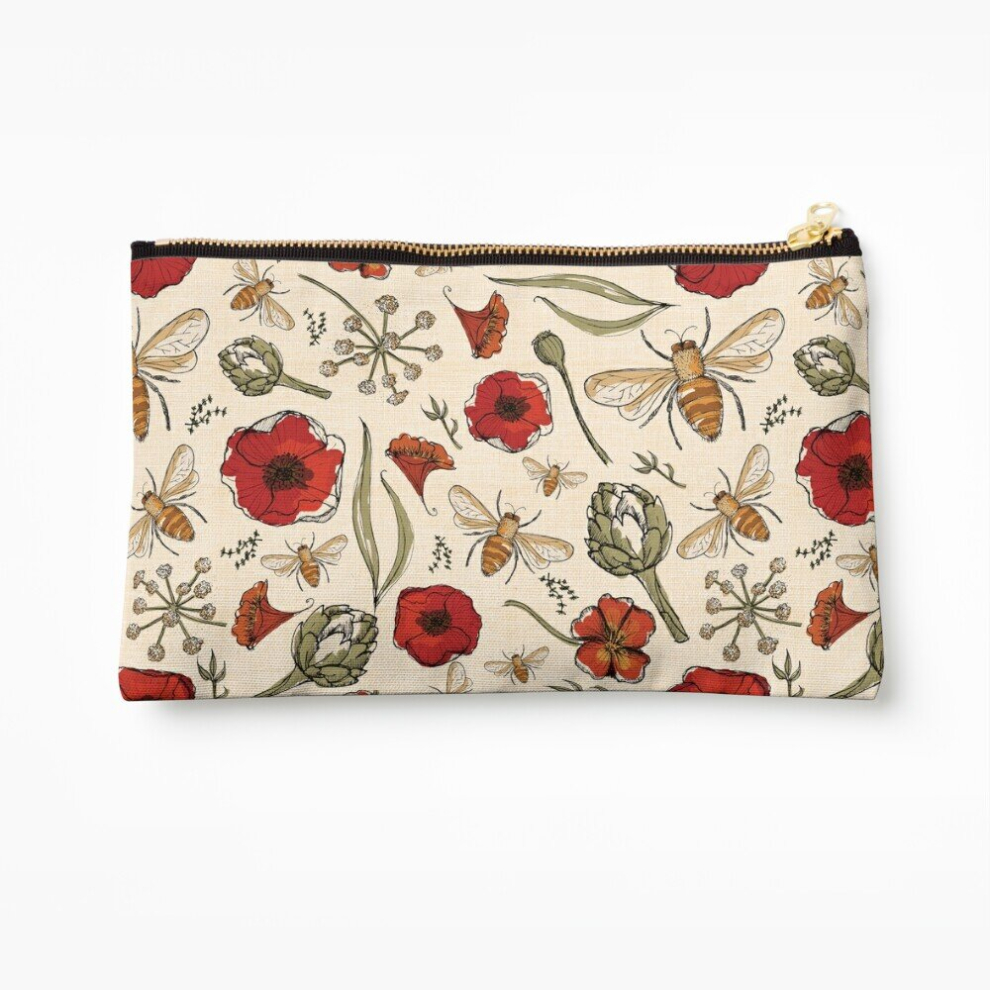 Whibos Makeup Bag Bees Cosmetic Organizer Tyvek Paper Bags Zipper Pouch