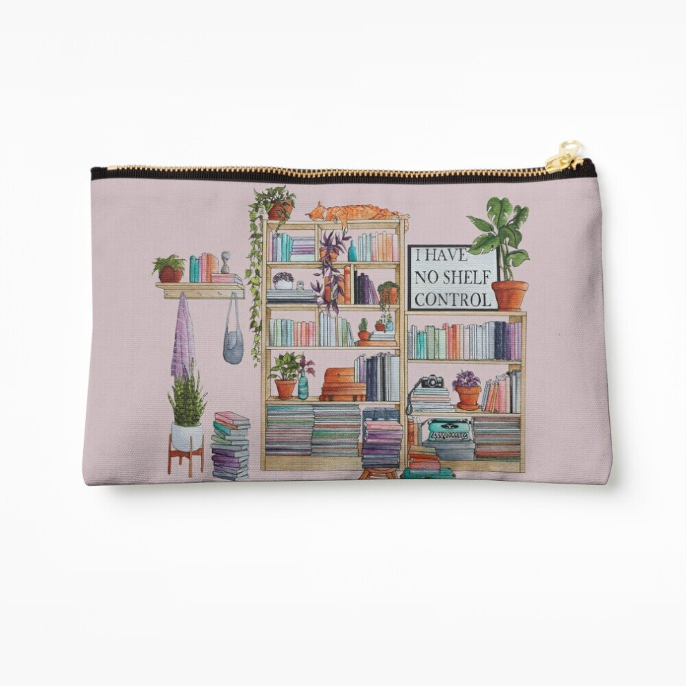 Whibos Makeup Bag Watercolor Bookshelf I Have No Shelf Control Cosmetic Organizer Tyvek Paper Bags Zipper Pouch