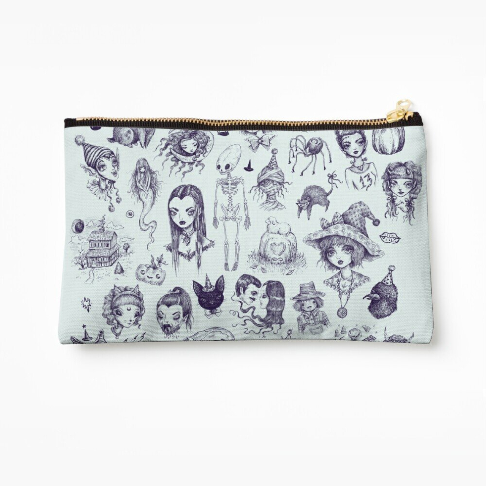 Whibos Makeup Bag All The Spooky Stuff Cosmetic Organizer Tyvek Paper Bags Zipper Pouch