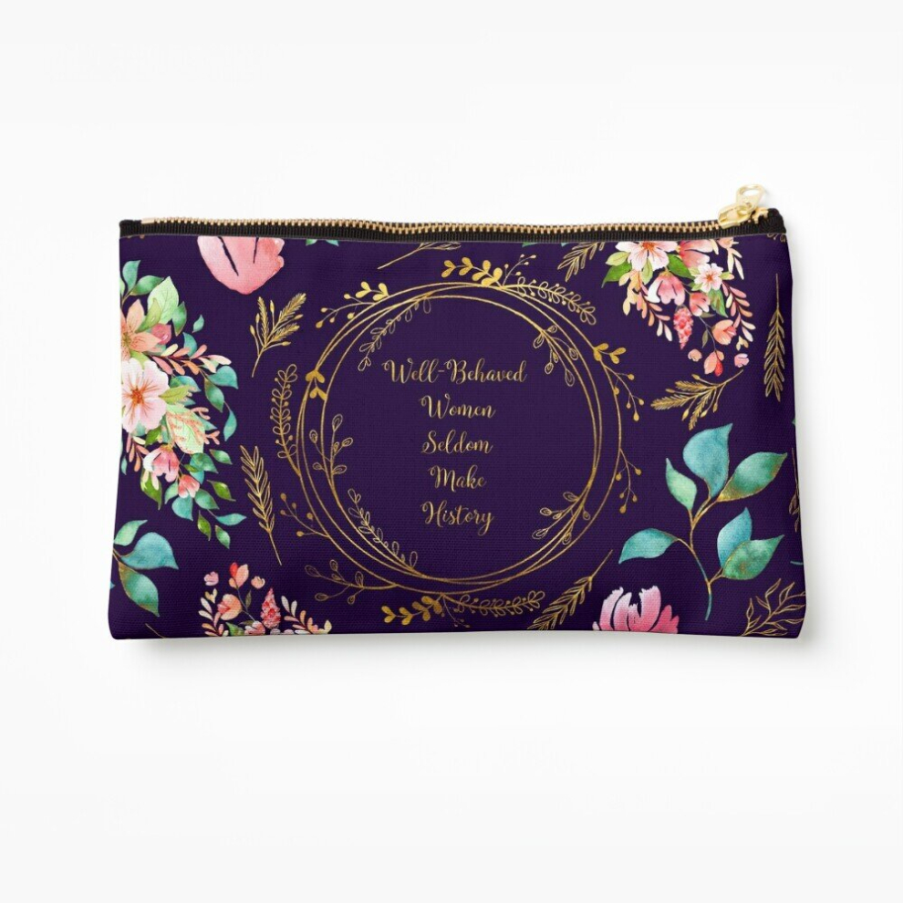 Whibos Makeup Bag Well Behaved Women Seldom Make History - A Floral Pattern Cosmetic Organizer Tyvek Paper Bags Zipper Pouch