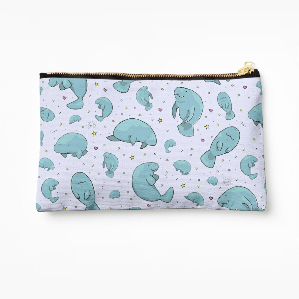 Whibos Makeup Bag Manatees Cosmetic Organizer Tyvek Paper Bags Zipper Pouch