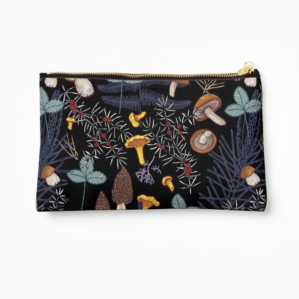 Whibos Dark Makeup Bag Wild Forest Mushrooms Cosmetic Organizer Tyvek Paper Bags Zipper Pouch