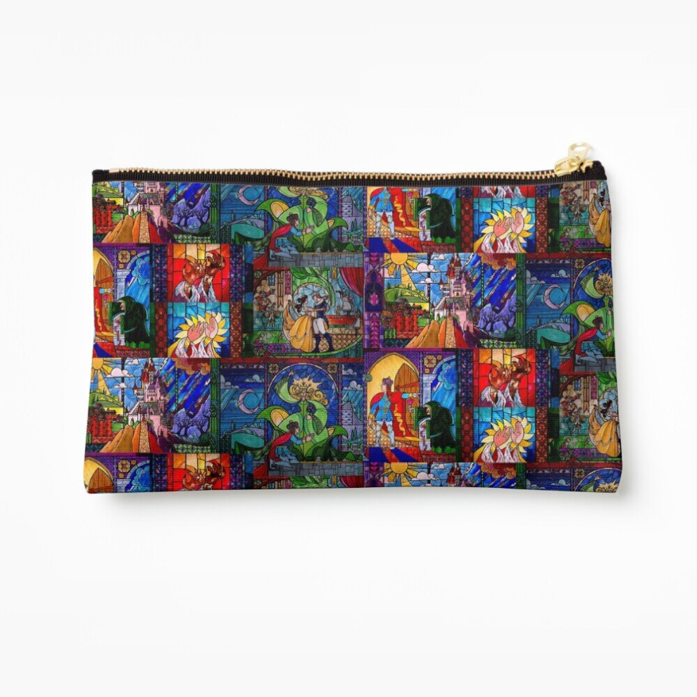 Whibos Makeup Bag Beauty And The Beast Stained Glass Cosmetic Organizer Tyvek Paper Bags Zipper Pouch