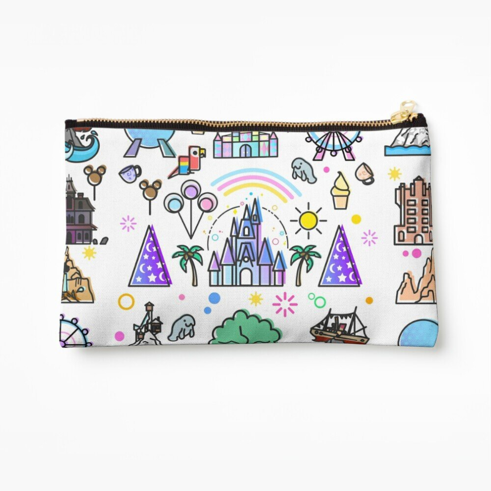 Whibos Makeup Bag Happiest Place On Earth Collection It's A Small World Haunted Mansion Princess Castle Cosmetic Organizer Tyvek Paper Bags Zipper Pouch
