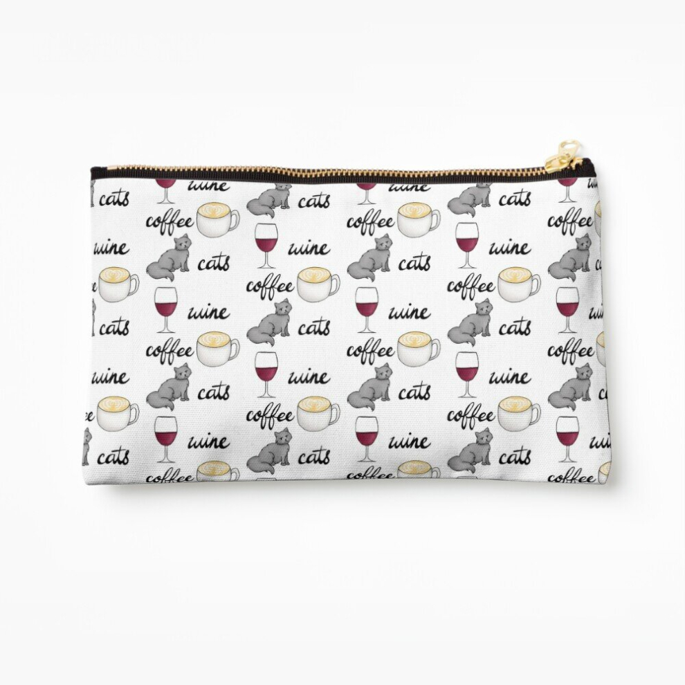 Whibos Makeup Bag Wine Coffee Cats Cosmetic Organizer Tyvek Paper Bags Zipper Pouch