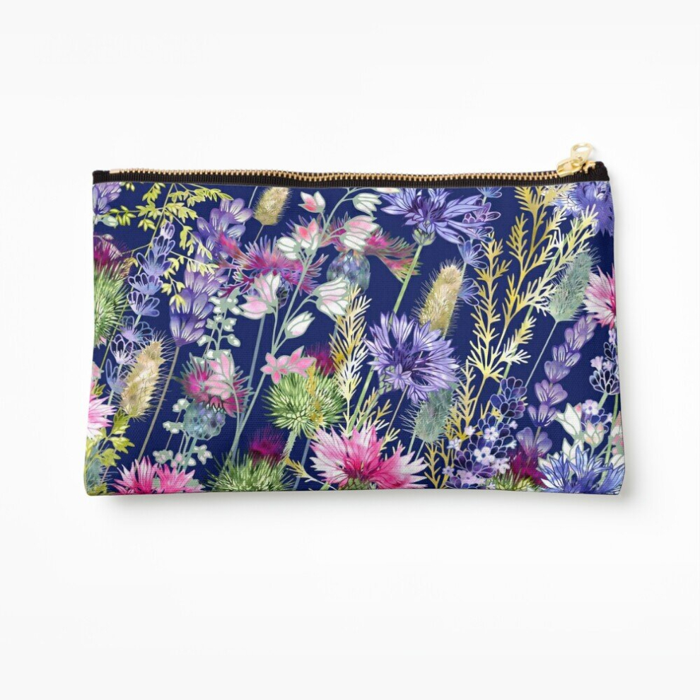 Whibos Lavender Makeup Bag Flower Meadow - Cornflowers, Thistles Cosmetic Organizer Tyvek Paper Bags Zipper Pouch