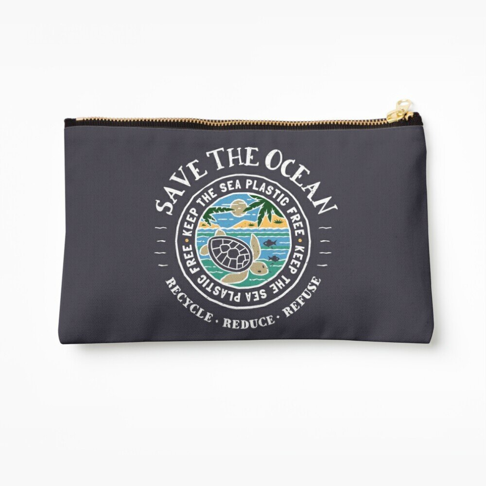 Whibos Makeup Bag Save The Ocean Keep The Sea Plastic Free Turtle Scene Cosmetic Organizer Tyvek Paper Bags Zipper Pouch