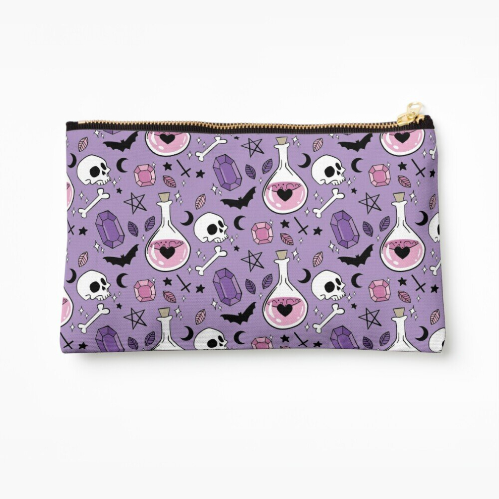 Whibos Makeup Bag Bats, Bottles Bones Pattern Cosmetic Organizer Tyvek Paper Bags Zipper Pouch