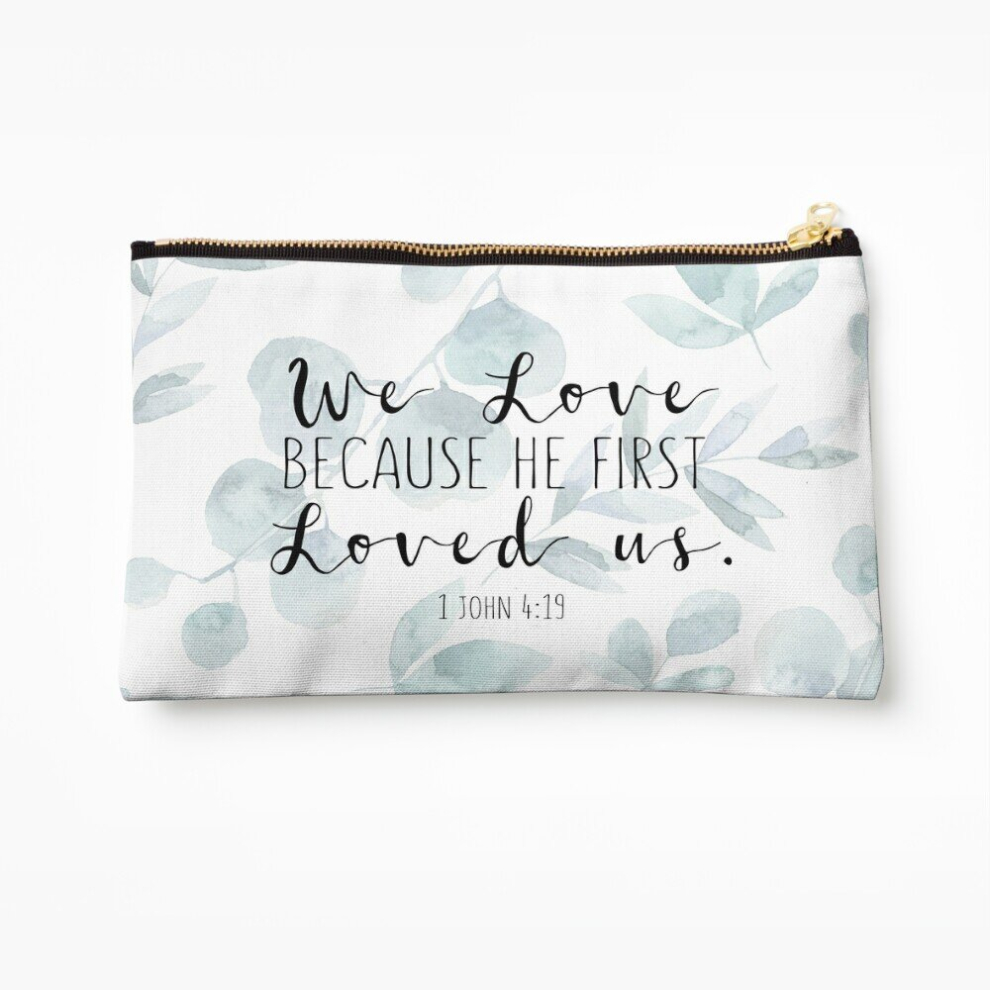 Whibos Makeup Bag Bible Verse - 1 John 4:19 Cosmetic Organizer Tyvek Paper Bags Zipper Pouch