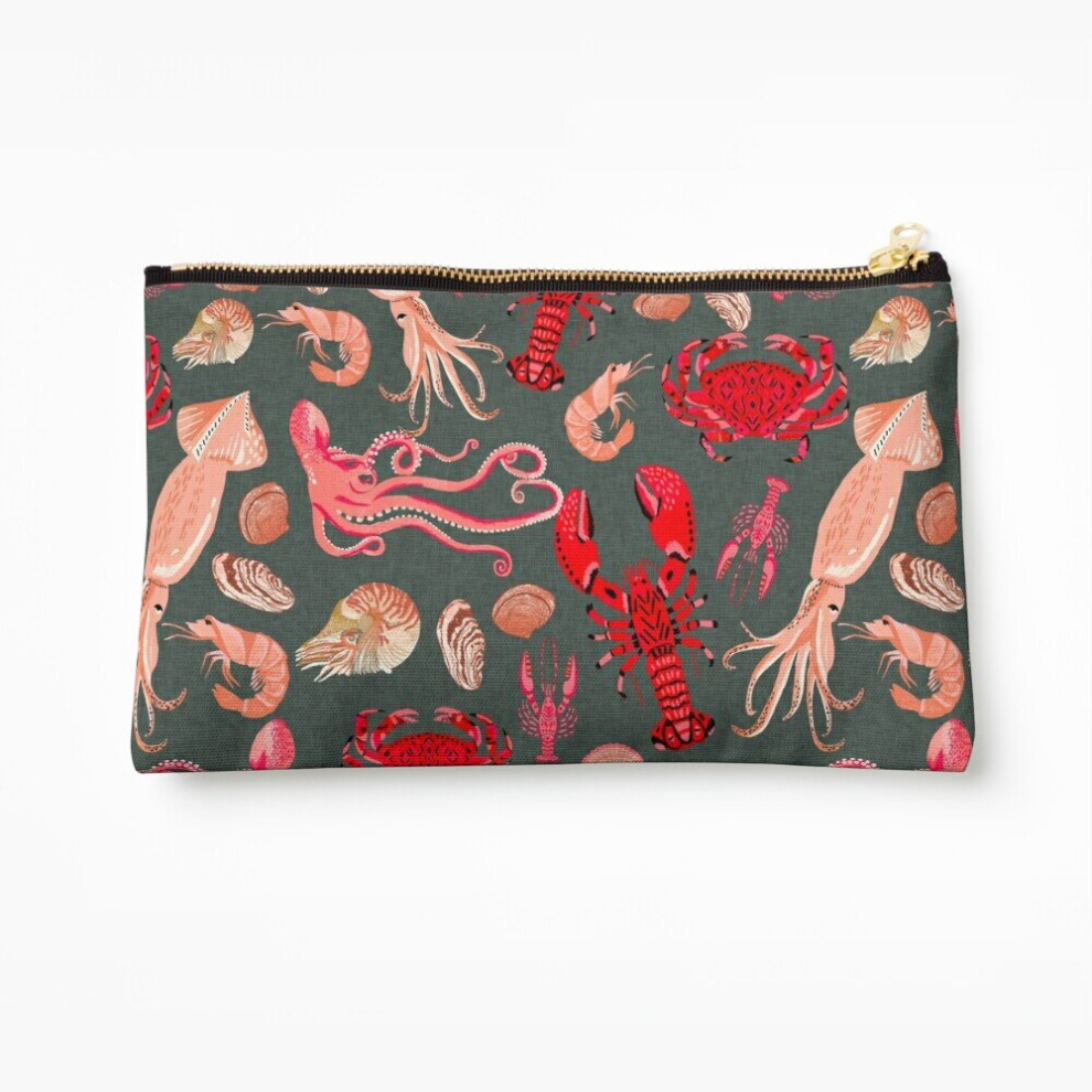 Whibos Makeup Bag Crustaceans, Sea Life, Ocean, Nature, Illustration, Andrea Lauren Pattern Nursery Baby Cosmetic Organizer Tyvek Paper Bags Zipper Pouch