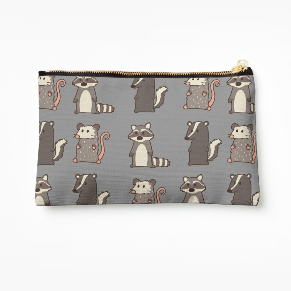 Whibos Makeup Bag Raccoon, Opossum Skunk Woodland Friends #2 Cosmetic Organizer Tyvek Paper Bags Zipper Pouch
