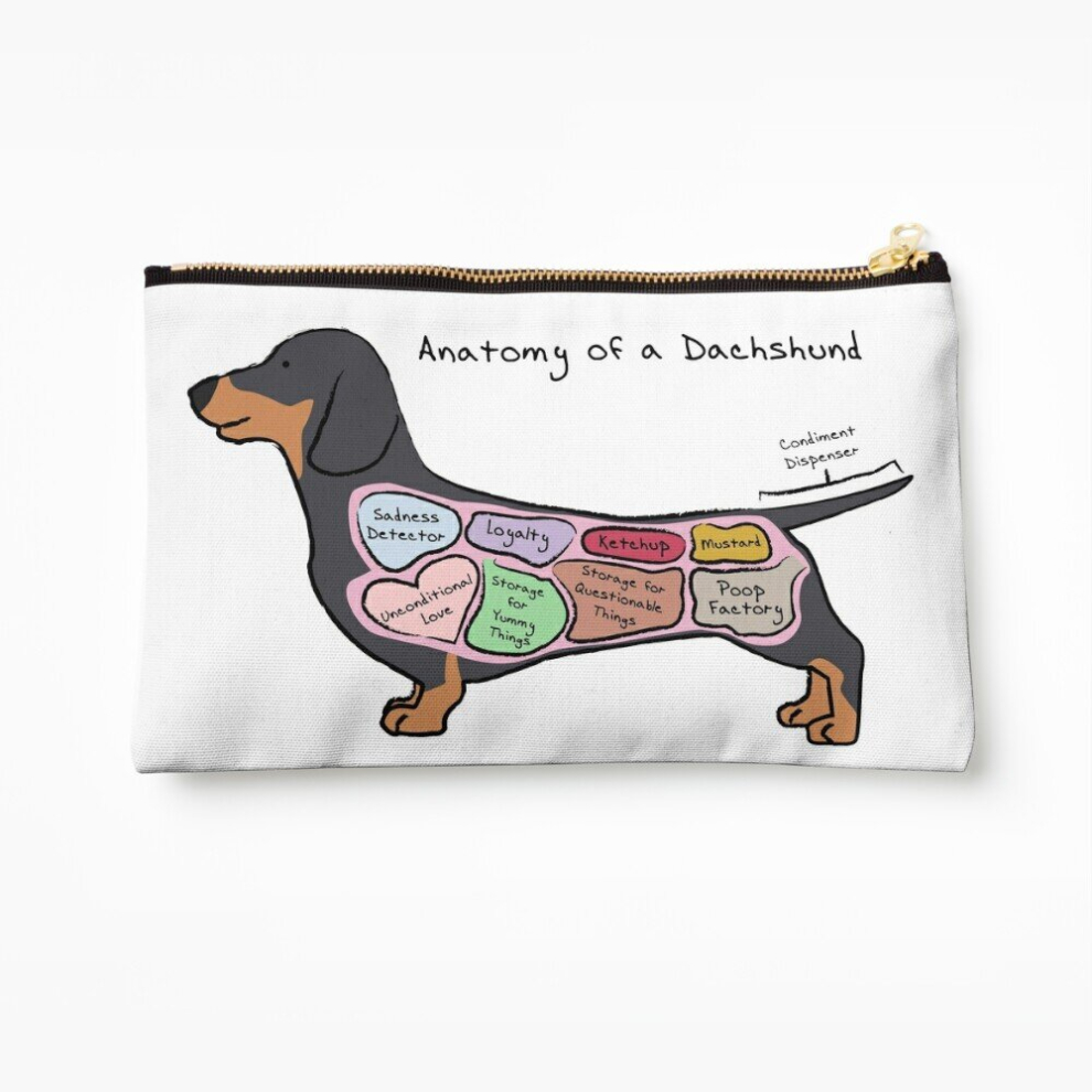 Whibos Makeup Bag Anatomy Of A Dachshund Cosmetic Organizer Tyvek Paper Bags Zipper Pouch