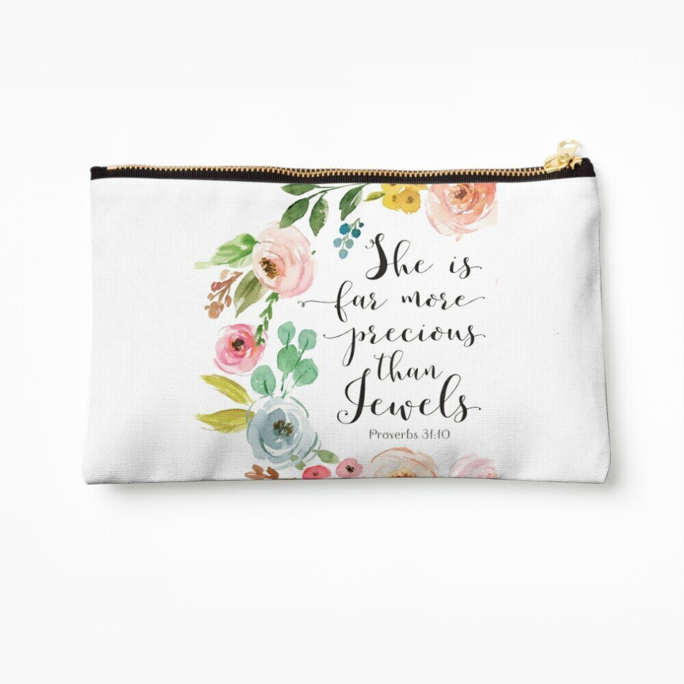Whibos Makeup Bag She Is Far More Precious Than Jewels, Proverbs 31:10 Cosmetic Organizer Tyvek Paper Bags Zipper Pouch