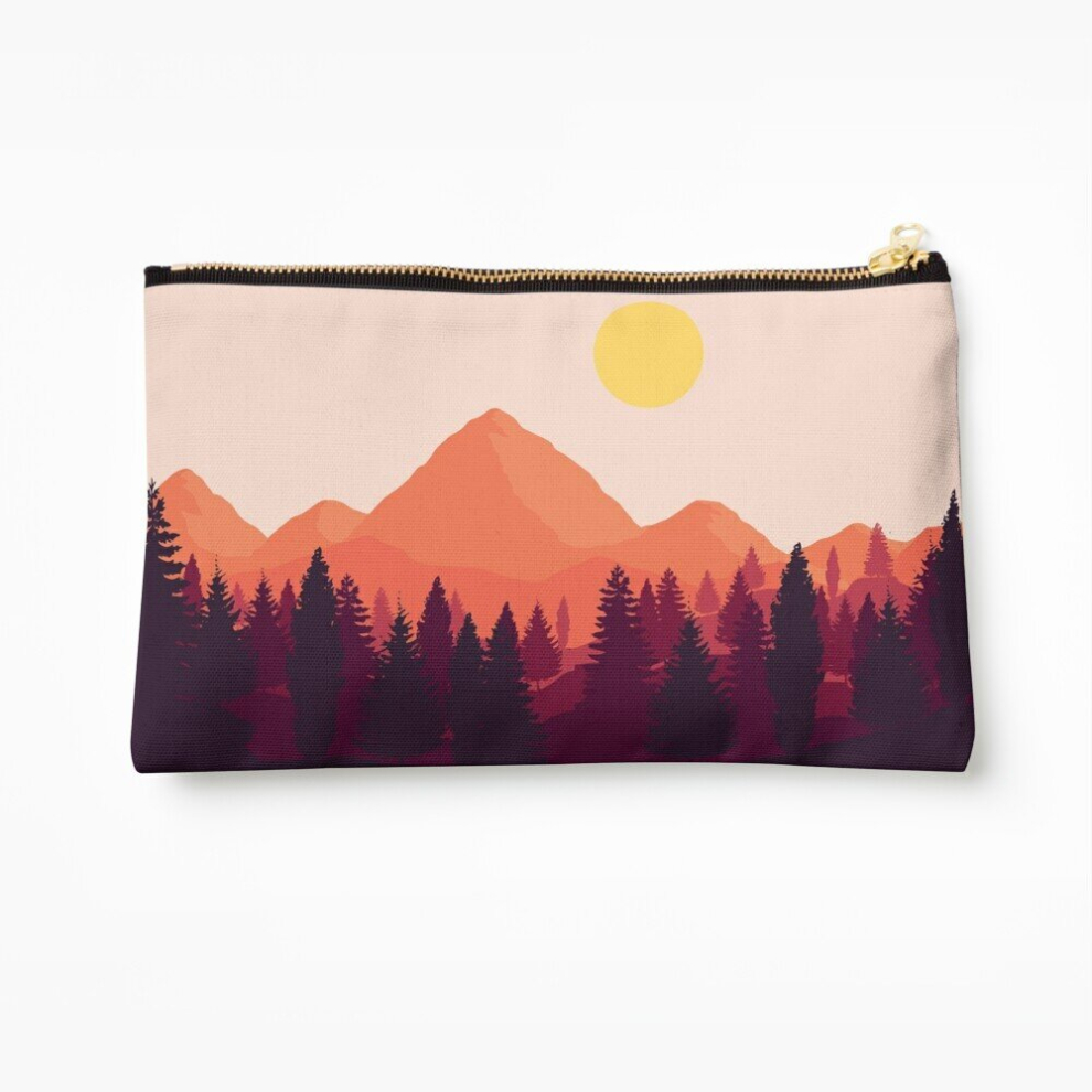 Whibos Makeup Bag Forest Mountain Horizon Cosmetic Organizer Tyvek Paper Bags Zipper Pouch