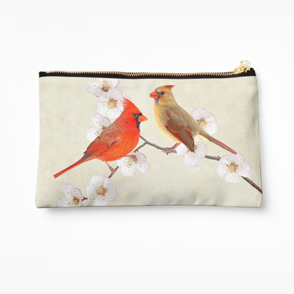 Whibos Makeup Bag Northern Cardinal Birds Cosmetic Organizer Tyvek Paper Bags Zipper Pouch