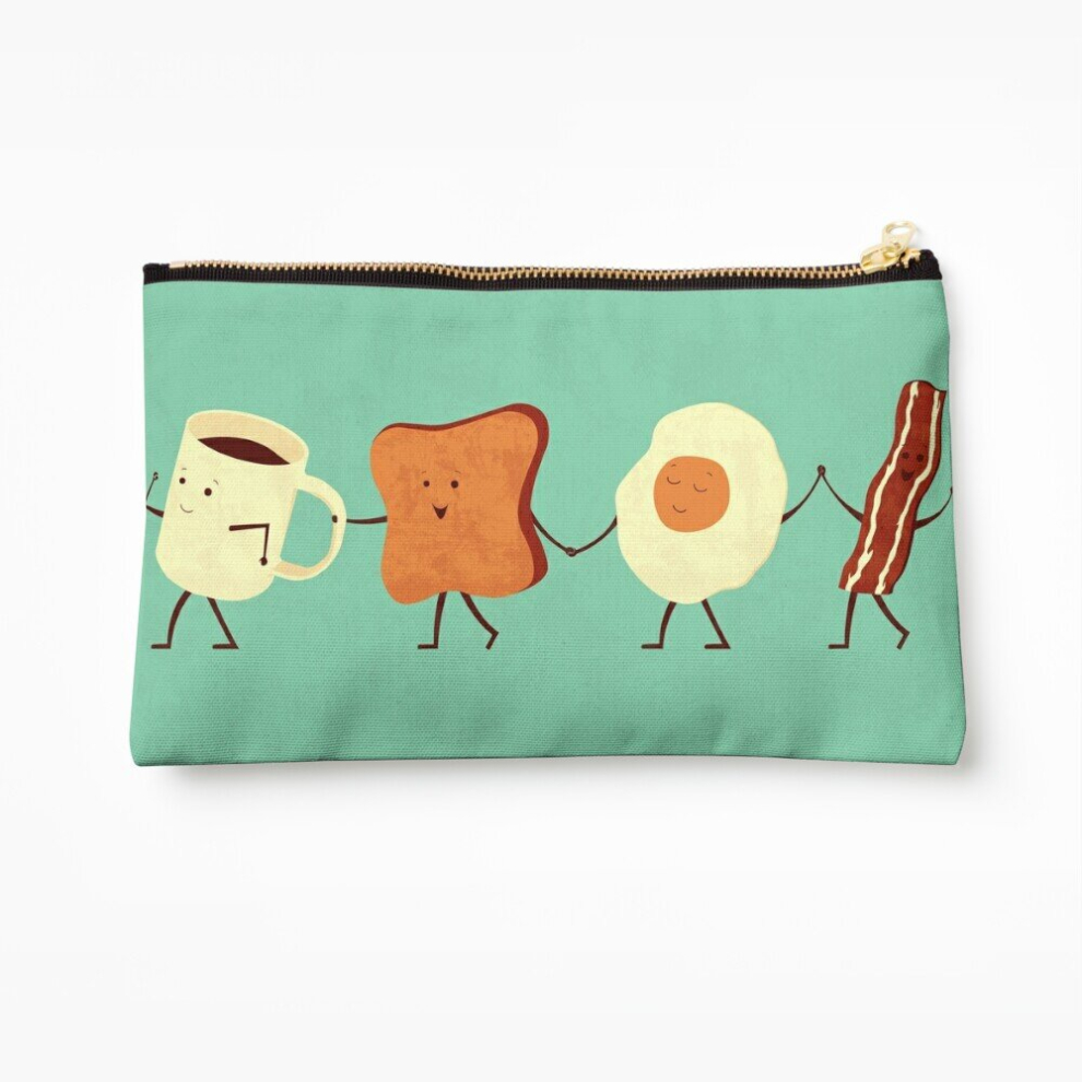 Whibos Makeup Bag Let's All Go And Have Breakfast Cosmetic Organizer Tyvek Paper Bags Zipper Pouch