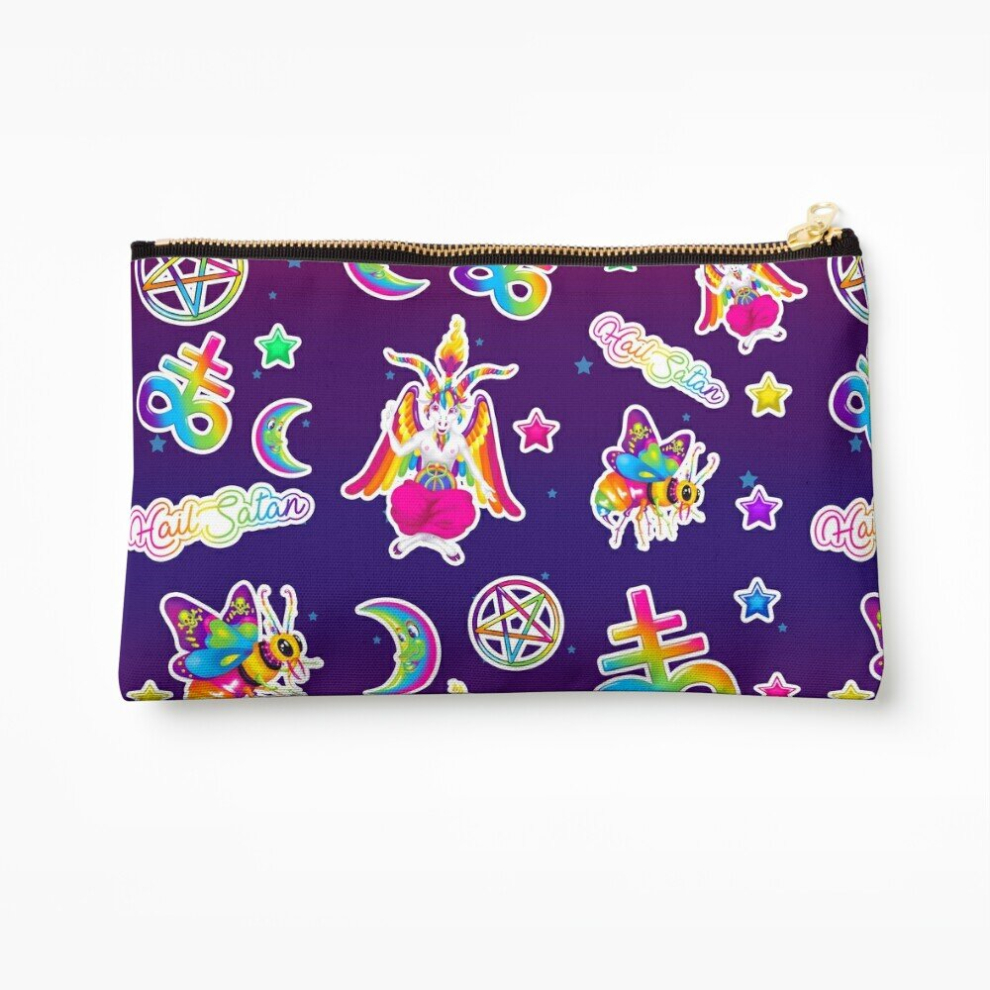 Whibos Makeup Bag 1997 Neon Rainbow Baphomet Cosmetic Organizer Tyvek Paper Bags Zipper Pouch