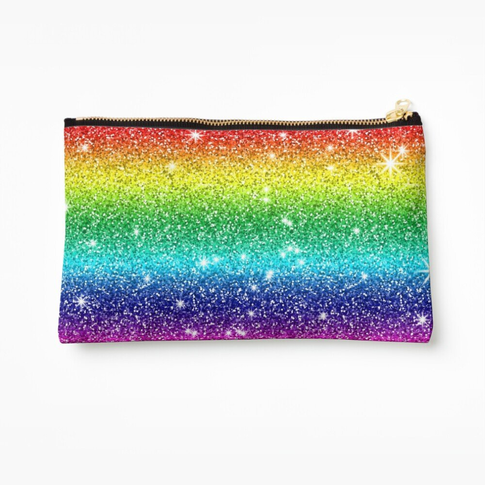 Whibos Makeup Bag Glitter Sparkle Rainbow Effect Cosmetic Organizer Tyvek Paper Bags Zipper Pouch