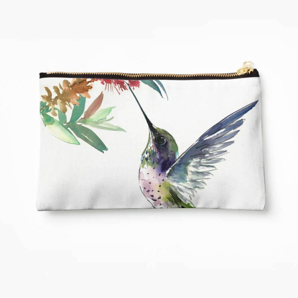 Whibos Makeup Bag Hummingbird And Flower Cosmetic Organizer Tyvek Paper Bags Zipper Pouch