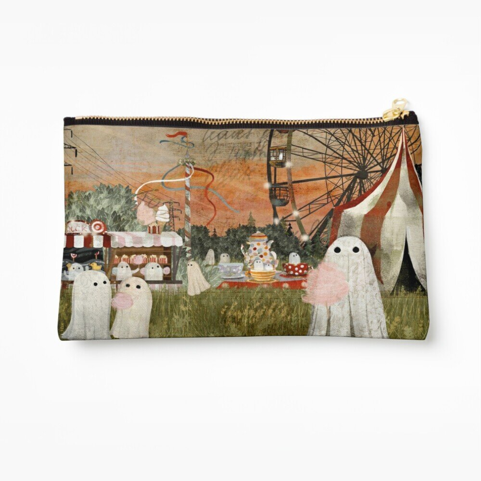 Whibos Makeup Bag Ghost Fairground Cosmetic Organizer Tyvek Paper Bags Zipper Pouch