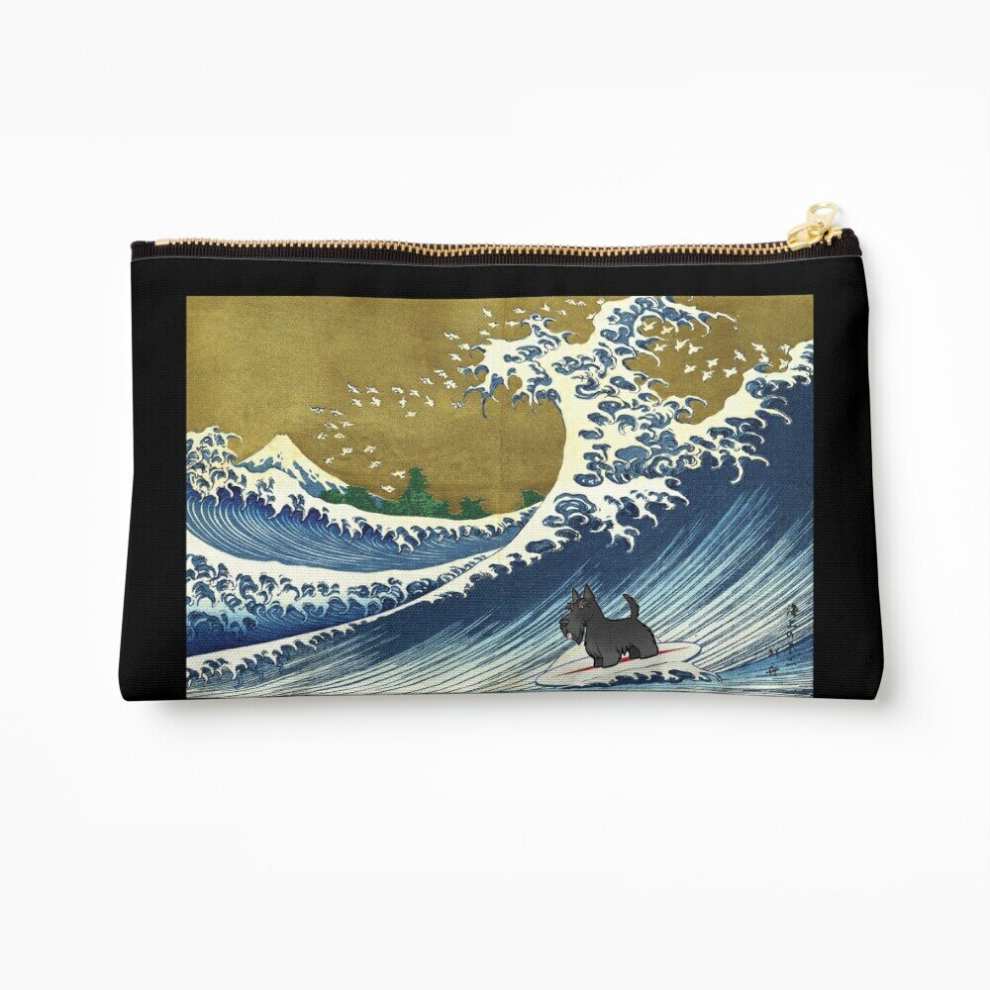 Whibos Makeup Bag Scottie Dog / Scottish Terrier Surfing Cosmetic Organizer Tyvek Paper Bags Zipper Pouch