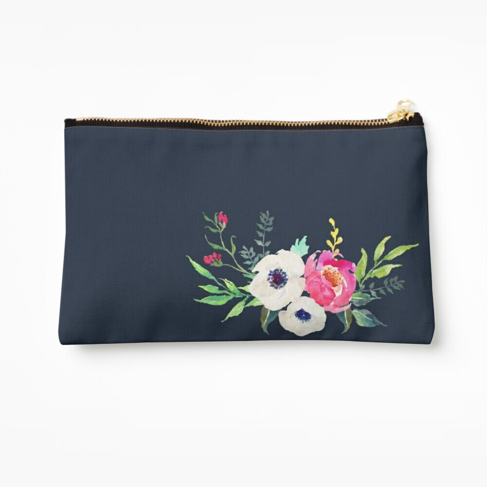 Whibos Makeup Bag Anemone Peony Watercolor Bouquet Cosmetic Organizer Tyvek Paper Bags Zipper Pouch