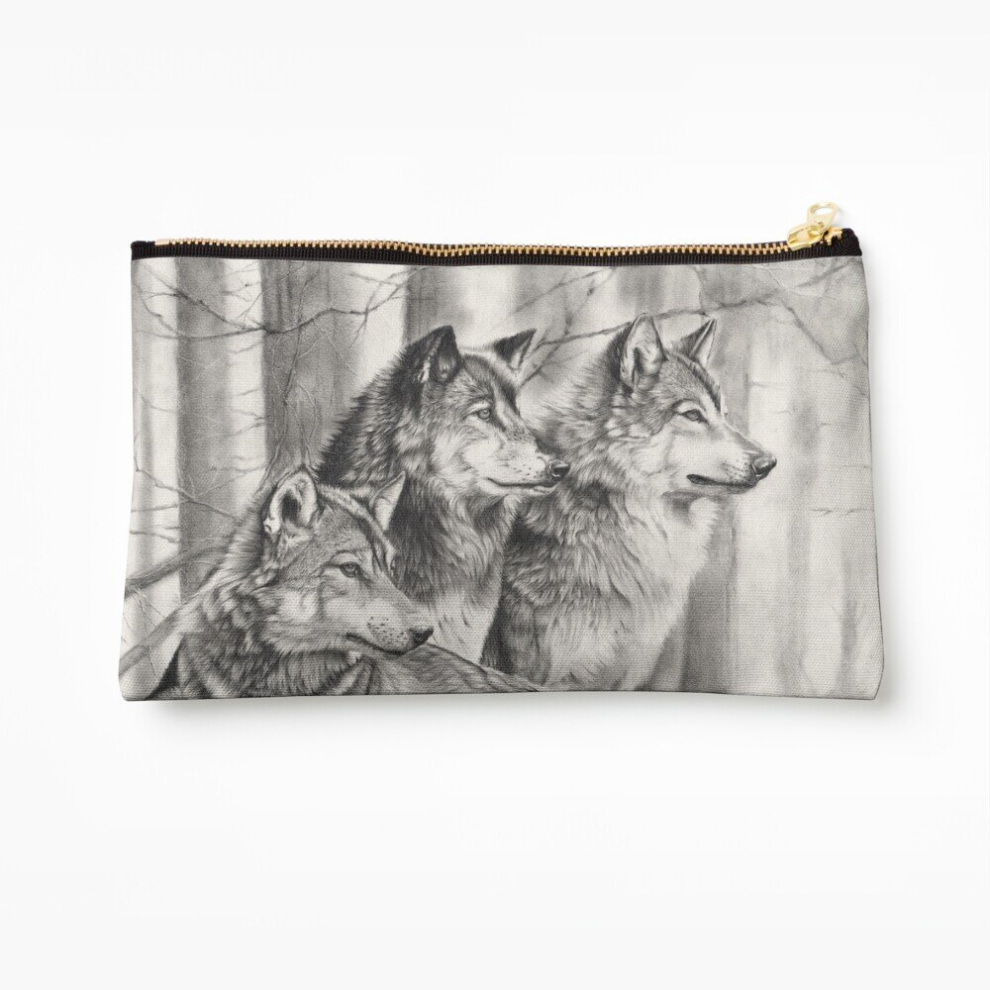 Whibos Makeup Bag Wolf Pack Cosmetic Organizer Tyvek Paper Bags Zipper Pouch