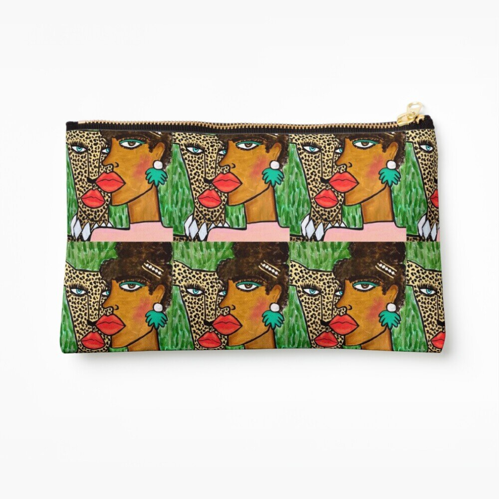 Whibos Makeup Bag Lady And The Cheetah Cosmetic Organizer Tyvek Paper Bags Zipper Pouch