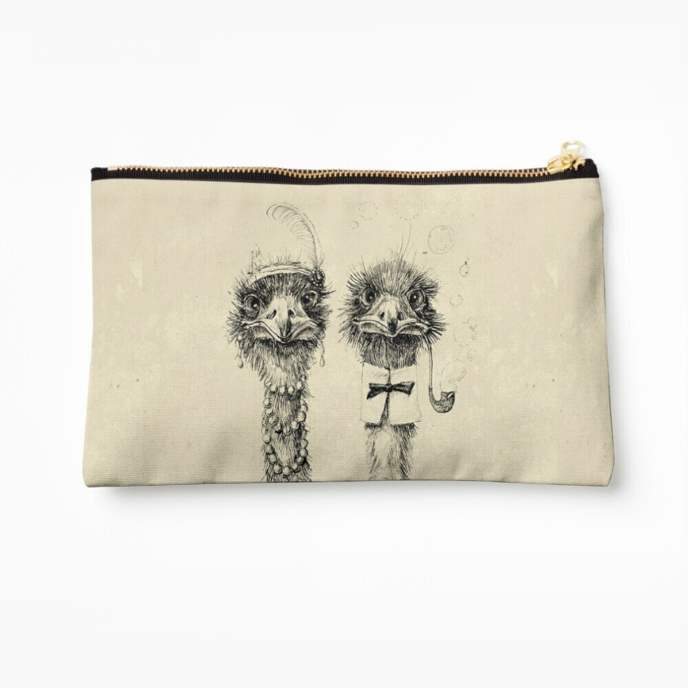 Whibos Makeup Bag Mr. And Mrs. Ostrich Cosmetic Organizer Tyvek Paper Bags Zipper Pouch
