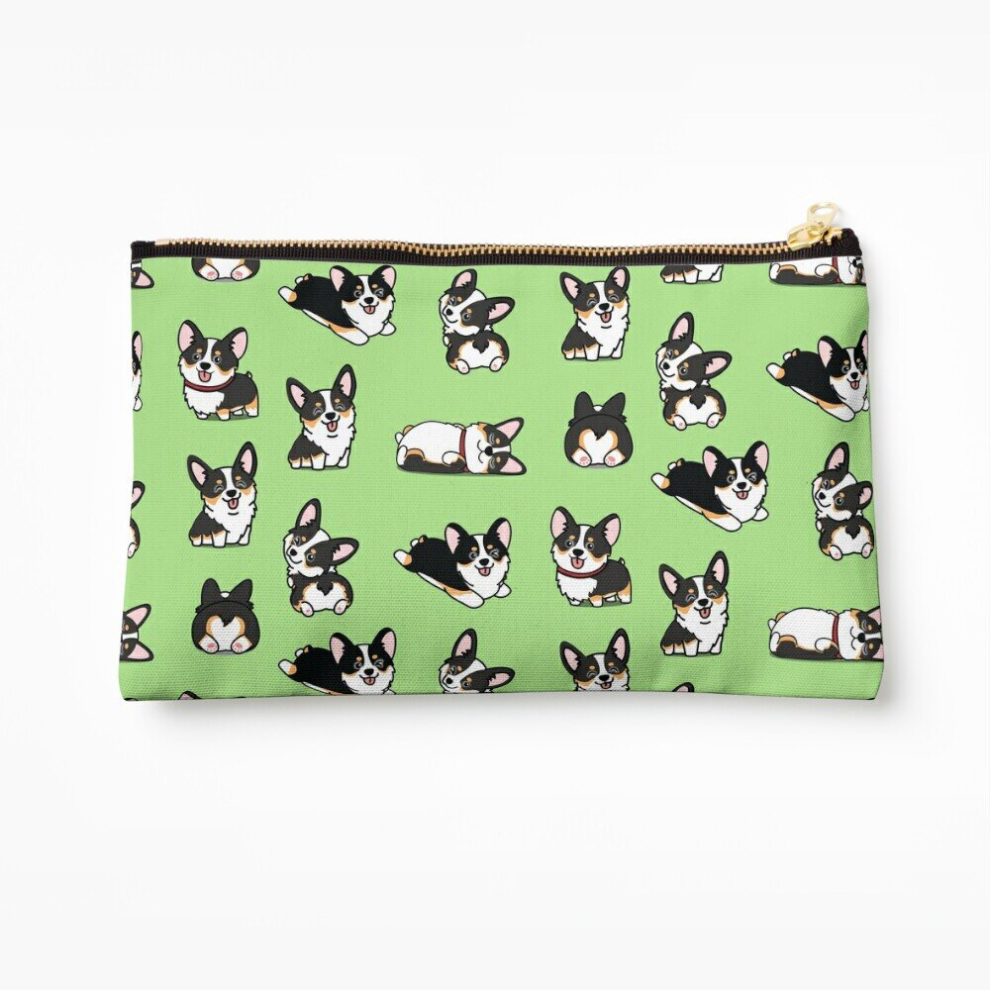 Whibos Makeup Bag Kawaii Corgi Tri Color Cosmetic Organizer Tyvek Paper Bags Zipper Pouch