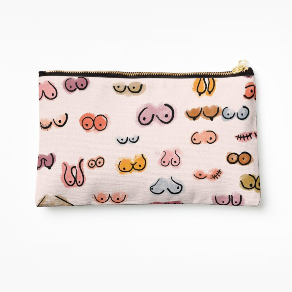 Whibos Makeup Bag Boobies Watercolor Cosmetic Organizer Tyvek Paper Bags Zipper Pouch