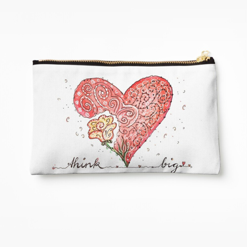 Whibos Makeup Bag Think Big - Heart Rose Cosmetic Organizer Tyvek Paper Bags Zipper Pouch
