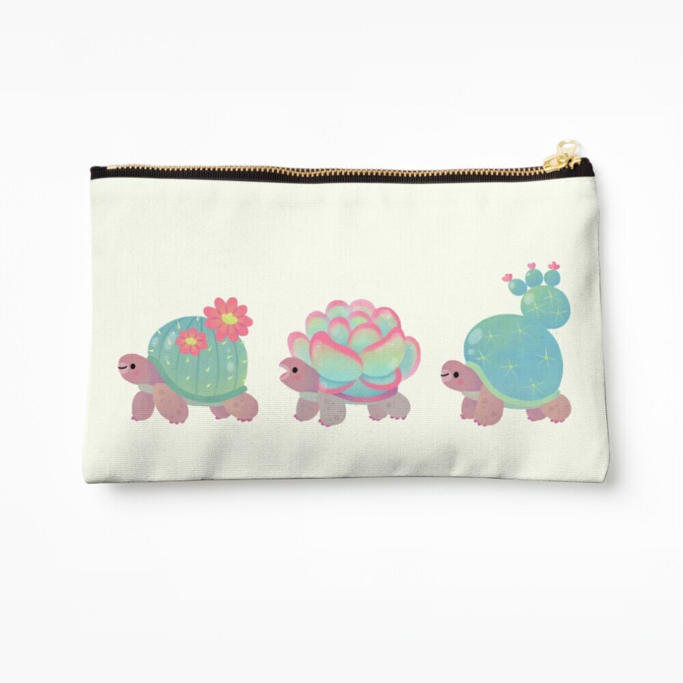 Whibos Makeup Bag Cactus Tortoise Cosmetic Organizer Tyvek Paper Bags Zipper Pouch