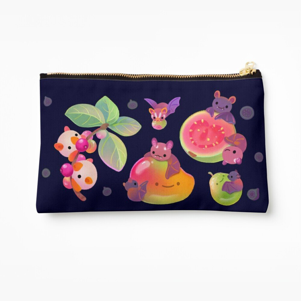 Whibos Dark Makeup Bag Fruit And Bat - Cosmetic Organizer Tyvek Paper Bags Zipper Pouch