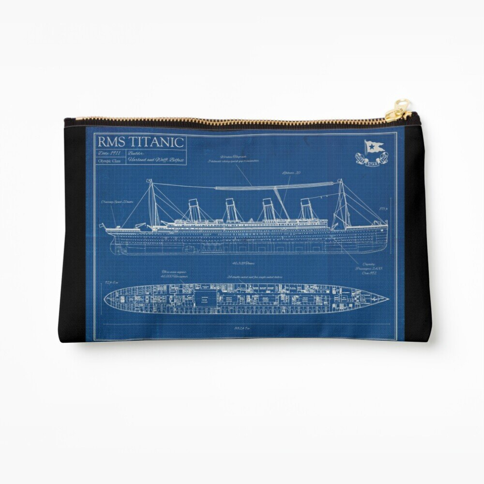 Whibos Makeup Bag Rms Titanic - Blueprint Cosmetic Organizer Tyvek Paper Bags Zipper Pouch