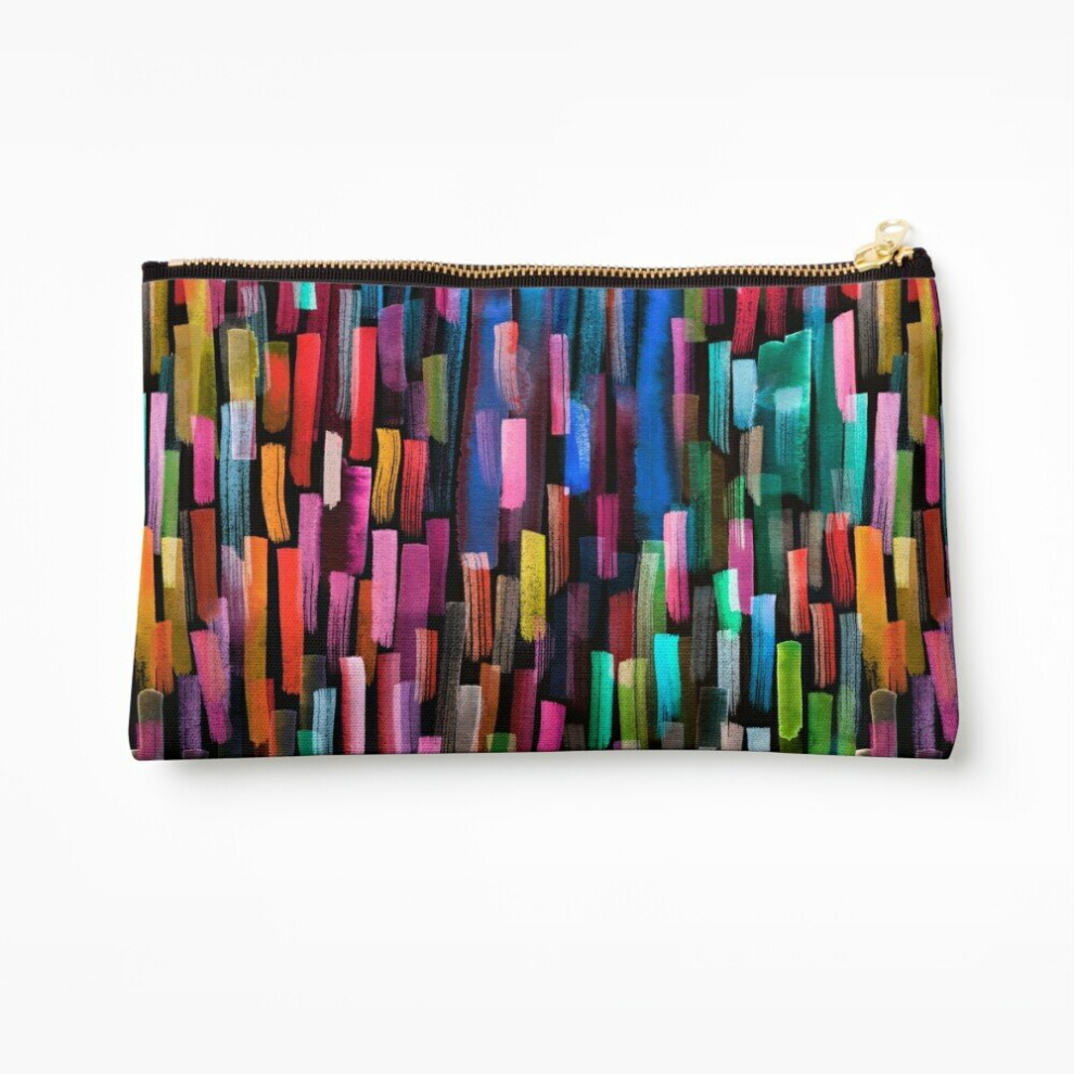 Whibos Makeup Bag Multicolored Watercolor Stripes Pattern Cosmetic Organizer Tyvek Paper Bags Zipper Pouch