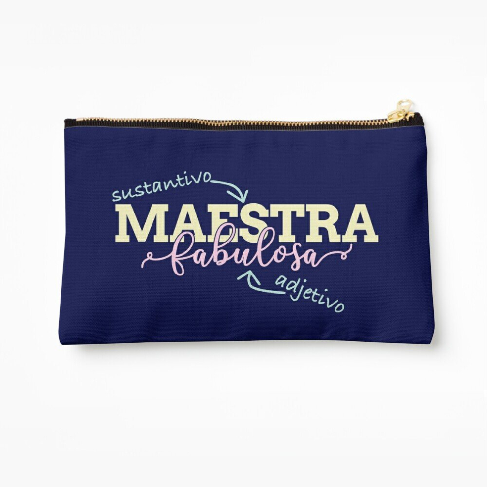 Makeup Bag Maestra Fabulosa - Funny Spanish Grammar (sustantivo y adjetivo) Cosmetic Organizer Tyvek Paper Bags Zipper Pouch