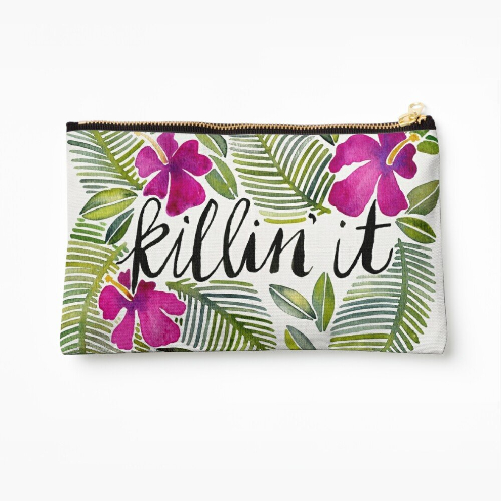 Whibos Pink Makeup Bag Killin' It Tropical Cosmetic Organizer Tyvek Paper Bags Zipper Pouch