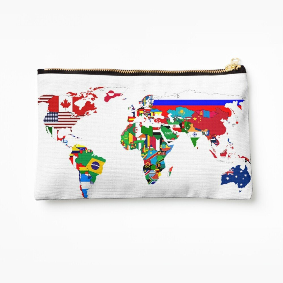Whibos Makeup Bag World Flags Map Cosmetic Organizer Tyvek Paper Bags Zipper Pouch
