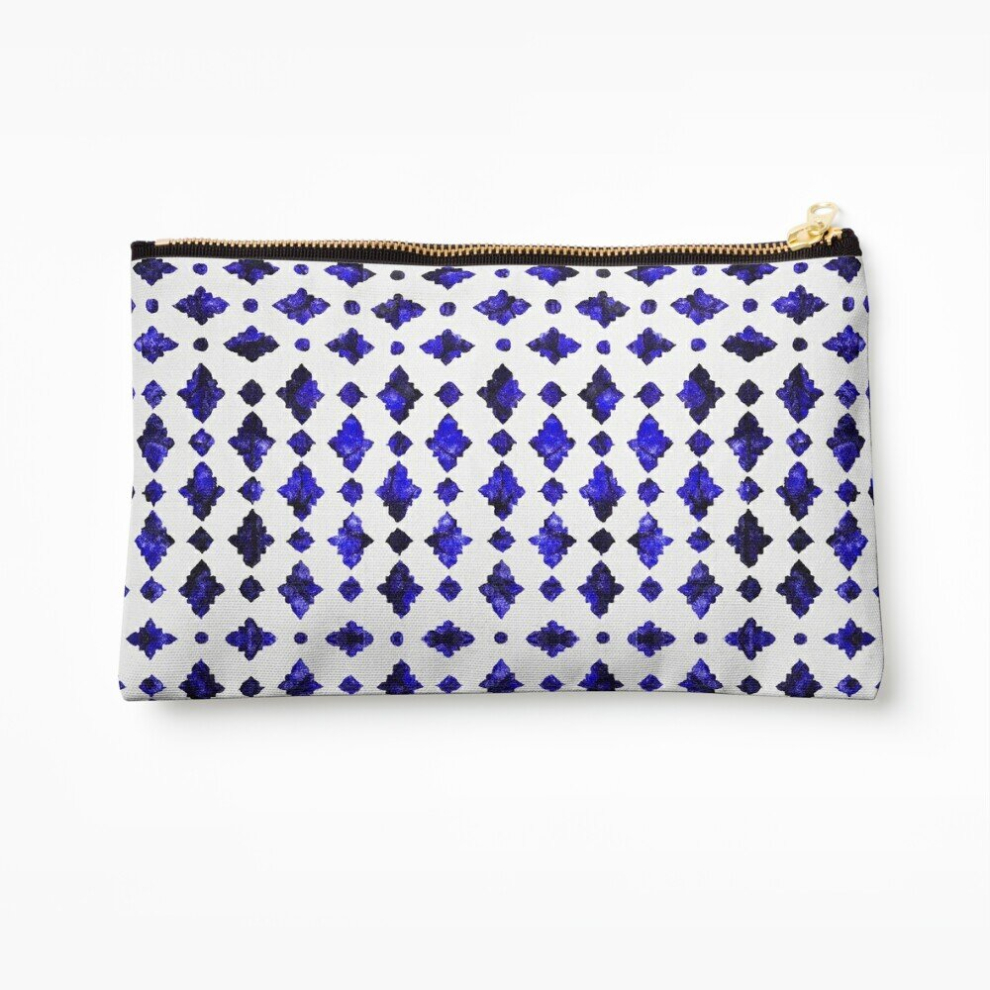 Whibos Makeup Bag Royal Blue Traditional Moroccan Arabic Geometric Artwork Cosmetic Organizer Tyvek Paper Bags Zipper Pouch