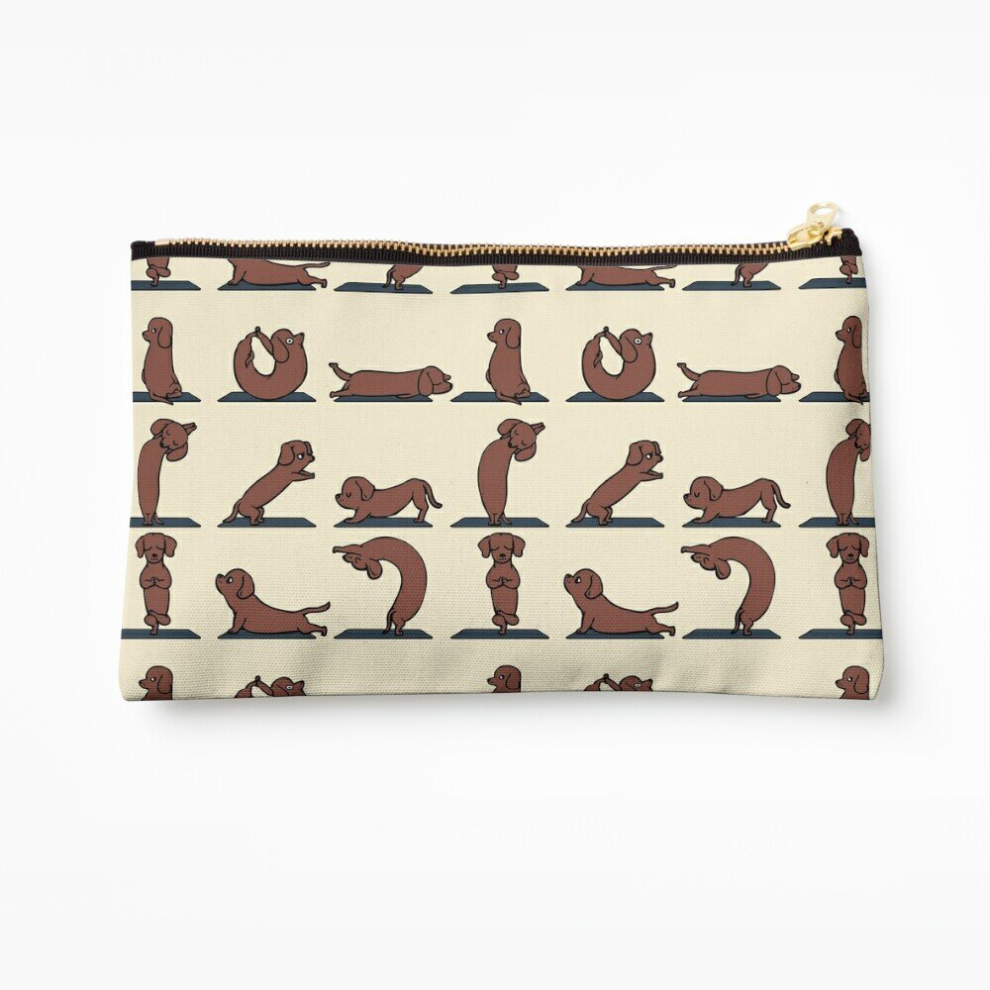 Whibos Makeup Bag Dachshund Yoga Cosmetic Organizer Tyvek Paper Bags Zipper Pouch