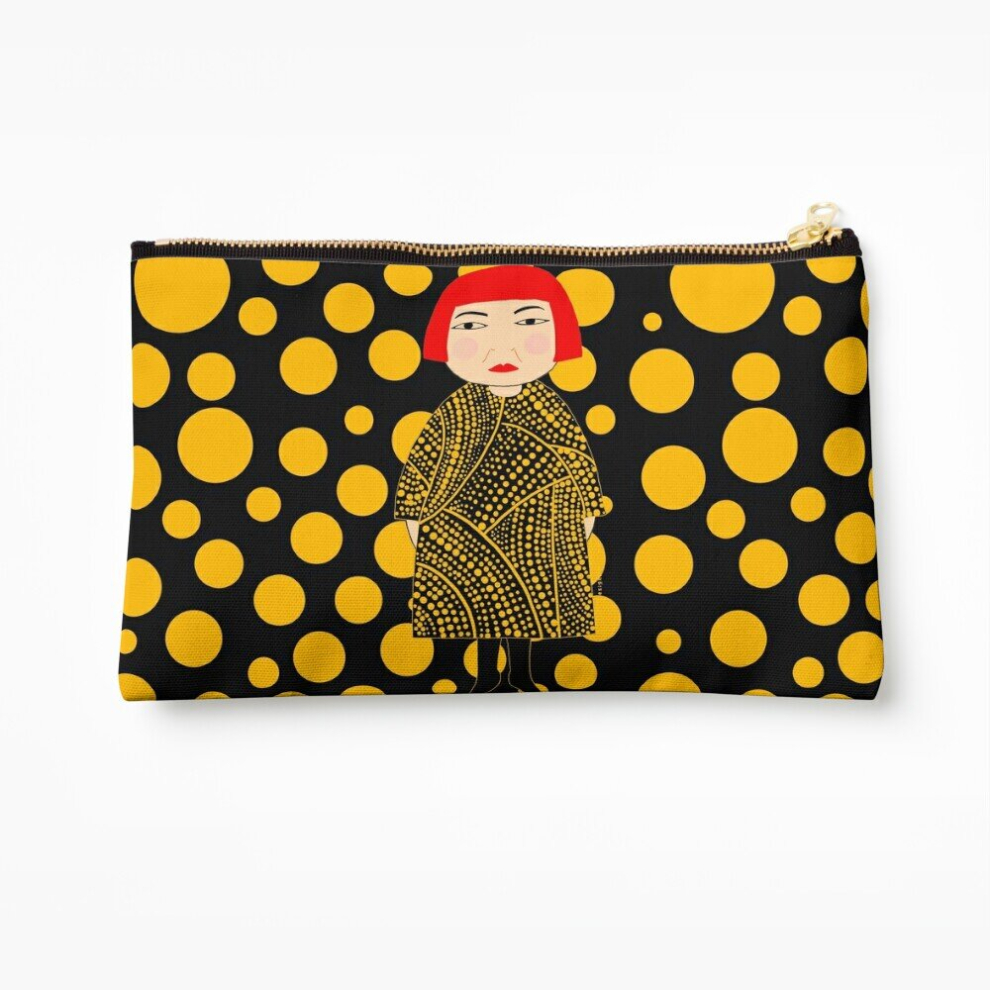 Whibos Yellow Makeup Bag Dots Yayoi Kusama Inspired Cosmetic Organizer Tyvek Paper Bags Zipper Pouch