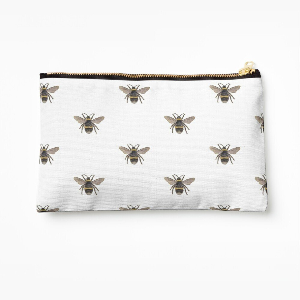 Whibos Makeup Bag Bumble Bee Drawing Artwork Cosmetic Organizer Tyvek Paper Bags Zipper Pouch