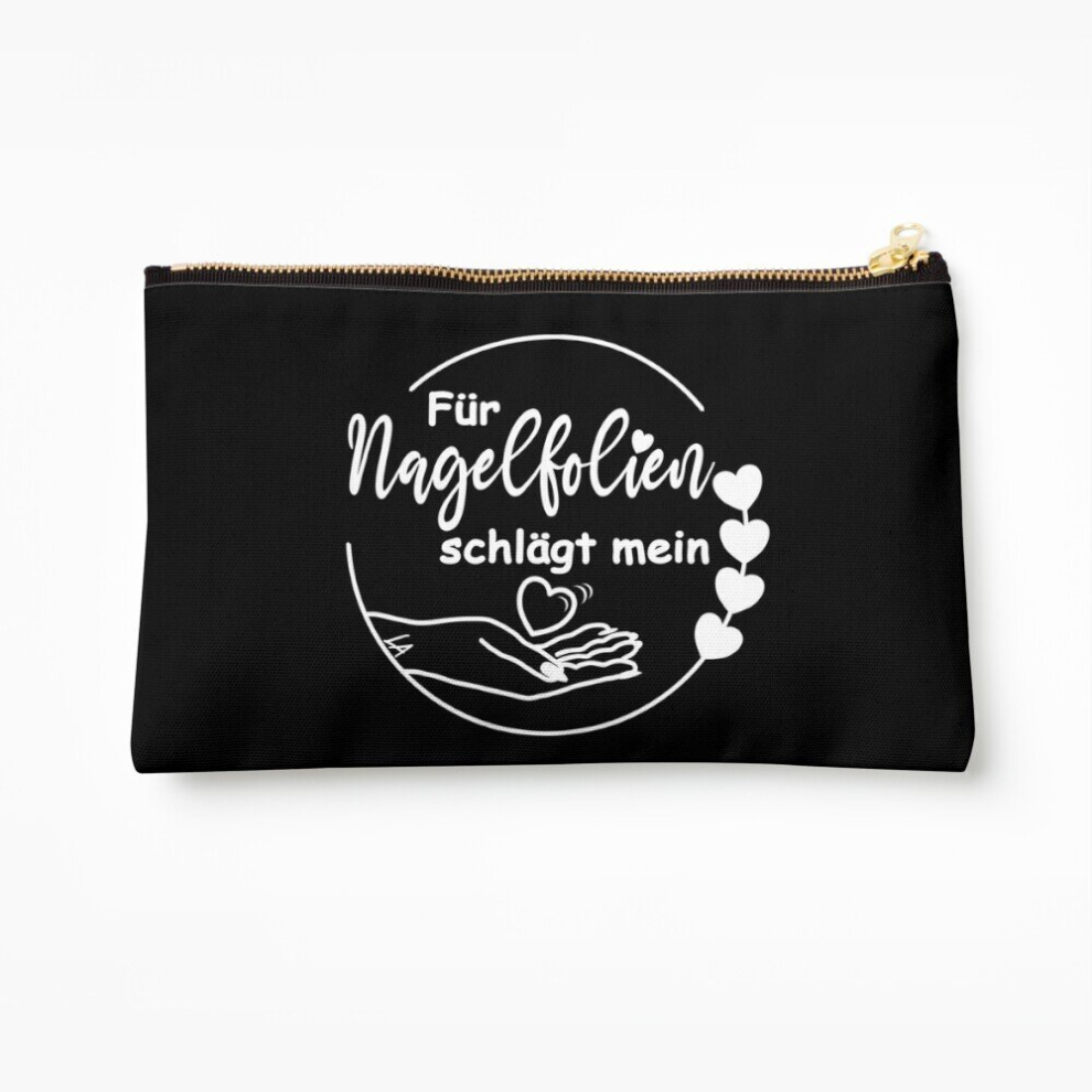 Whibos Makeup Bag My Heart Beats For Nail Foils - White Writing Cosmetic Organizer Tyvek Paper Bags Zipper Pouch